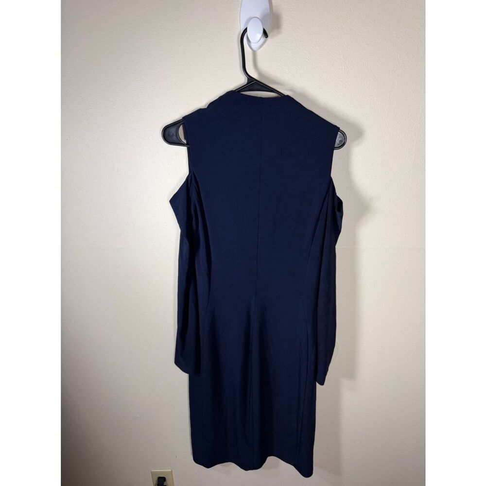 Lauren Ralph Lauren Womens Sz 10 Cold Shoulder Dress Navy Blue - Picture 4 of 6